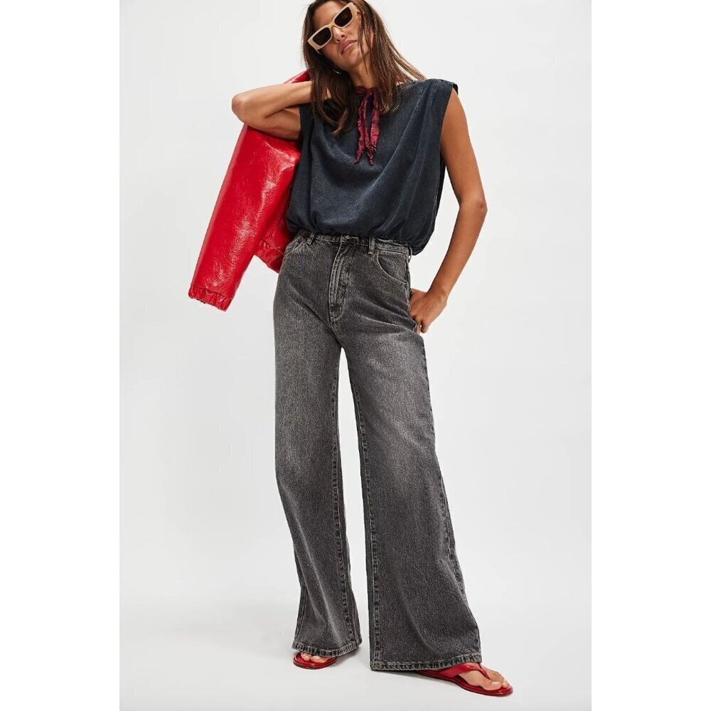 Rolla’s Studio Flare High Waist Jeans Stone Grey LIGHT GREY Womens Size 26
